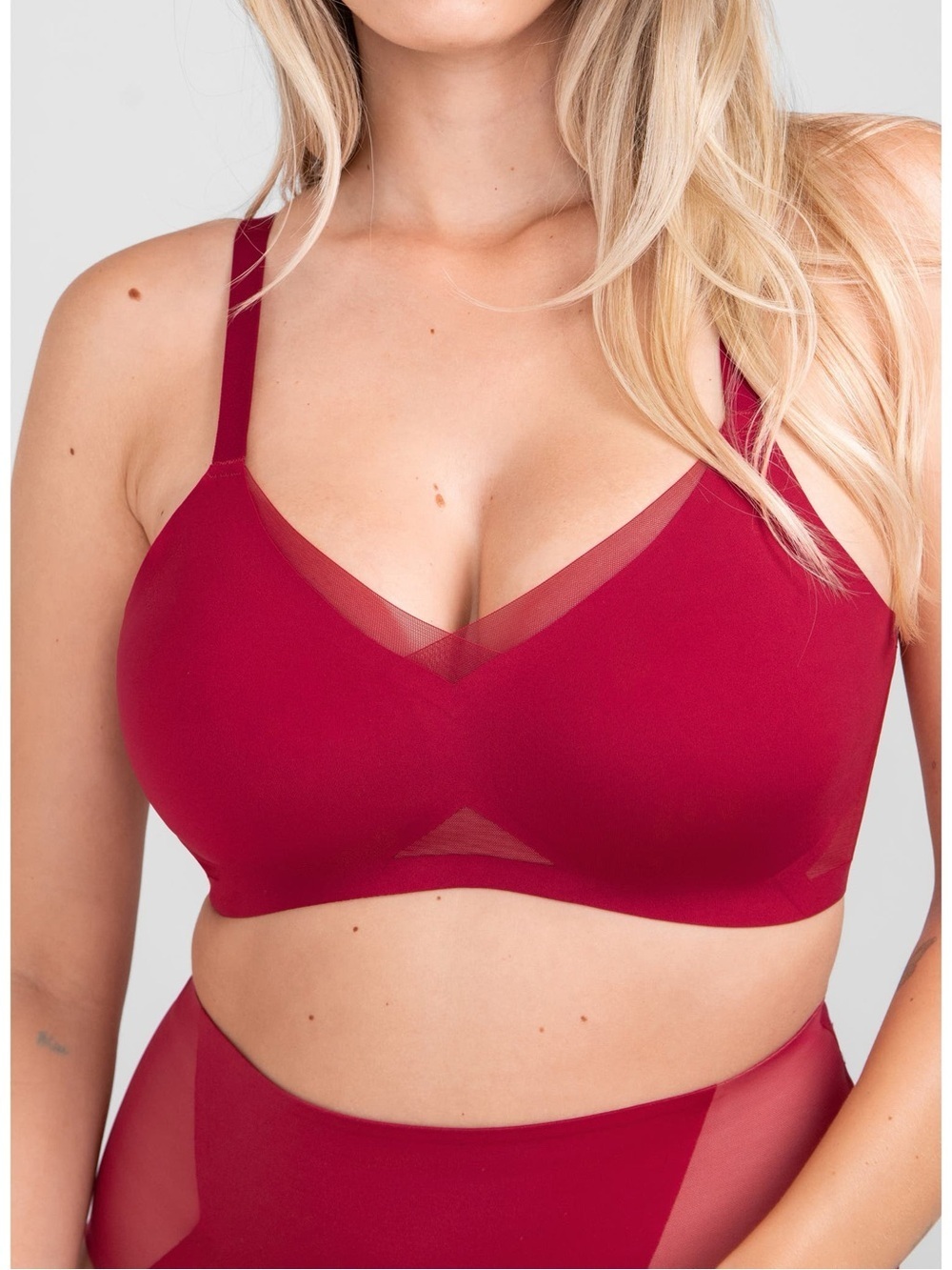 HONEYLOVE Wireless Crossover Bra Size XL Ruby Red